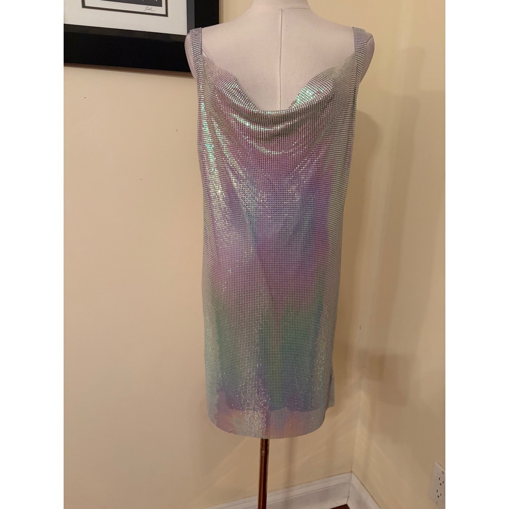 House of Harlow 1960 Iridescent Rhinestone Mini Dress Cowl Neck Open Back Small - Picture 2 of 7